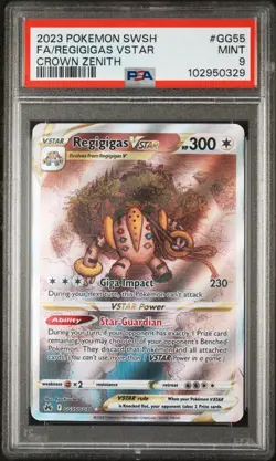 2023 POKEMON SWORD & SHIELD CROWN ZENITH #GG55 FULL ART/REGIGIGAS VSTAR PSA 9 - Image 1