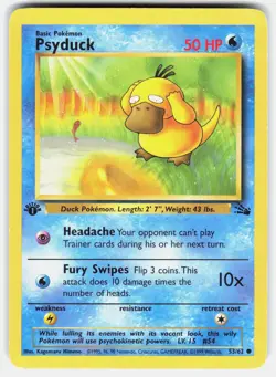 POKEMON PSYDUCK 53 FOSSIL 1ST EDITION MP - Image 1