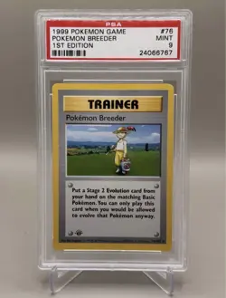 Pokemon Breeder PSA 9 First Edition - Image 1
