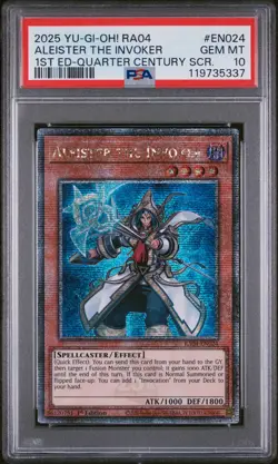 2025 YU-GI-OH! RA04-QUARTER CENTURY STAMPEDE #EN024 ALEISTER THE INVOKER PSA 10 - Image 1