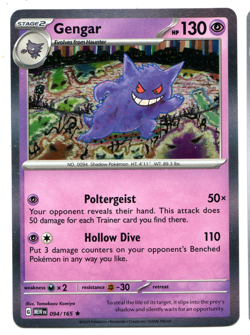 Pokemon TCG Gengar 94/165 Scarlet & Violet 151 Holo Card NM - Image 1