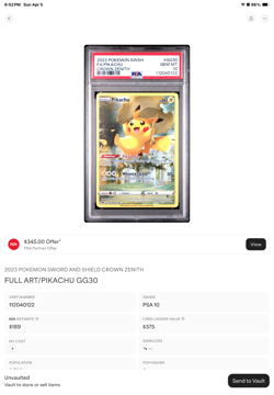 2023 Pokemon Pikachu #GG30 Crown Zenith PSA 10 BLISTERING HOT CARD - Image 3