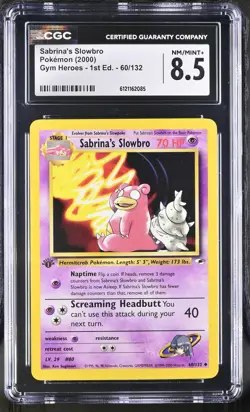 CGC 8.5 Sabrina's Slowbro Gym Heroes 1st Edition 60/132 Pokemon Card - Image 1