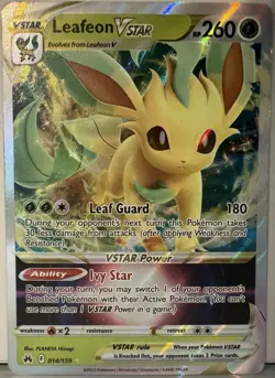 Pokemon TCG Leafeon VSTAR Crown Zenith Holo Ultra Rare Card 014/159 NM Condition - Image 1