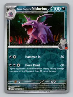 Reverse Holo Team Rocket's Nidorino 118/182 Common Destined Rivals Pokemon - Image 1
