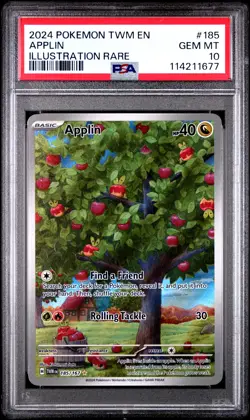 2024 POKEMON TWM EN-TWILIGHT MASQUERADE ILLUSTRATION RARE #185 APPLIN PSA 10 - Image 1