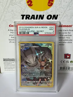 2019 POKEMON SUN & MOON COSMIC ECLIPSE SECRET #247 FULL ART/STEELIX PSA 9 - Image 1
