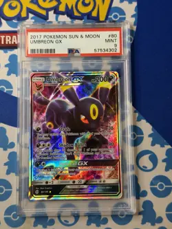 2017 POKEMON SUN & MOON #80 UMBREON GX PSA 9 - Image 1