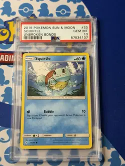 2019 pokemon sun and moon squirtle unbroken bonds psa 10 *LOW POP* - Image 1