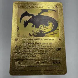 SHINING CHARIZARD 100 HP Gold Foil Fan Art Pokemon Rare 107/105 - Image 1