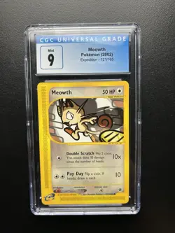 CGC 9 Pokemon Expedition Meowth 121/165 2002 WIZARDS OF THE COAST TCG WOTC - Image 1