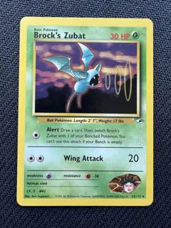 Pokemon TCG Brock’s Zubat 24/132 Gym Heroes Unlimited Rare WOTC Vintage Card LP+ - Image 1