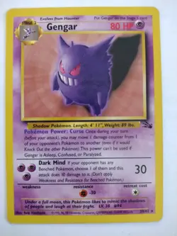 Gengar 20/62 Fossil Rare NON HOLO 1999 Pokemon Card LP WOTC - Image 1
