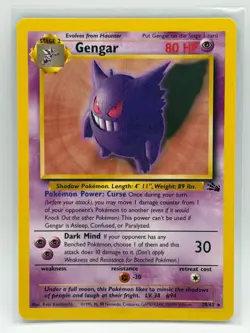 Gengar 20/62 Fossil Rare Non Holo WOTC 1999 Pokemon Card LP/NM Vintage - Image 1