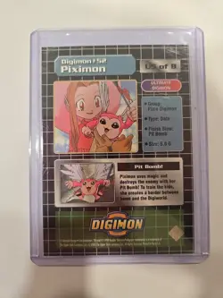 Digimon Digital Monsters 1999 Trading Card Bandai U5 OF 8 Holo Piximon - Image 2