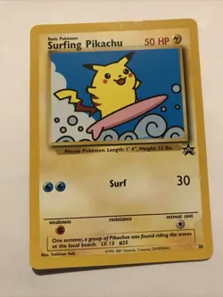 Surfing Pikachu # 28 Black Star Promo WOTC Rare Pokemon Card - Image 1