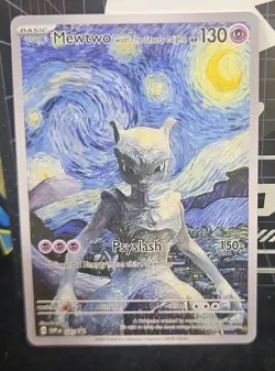 Pokemon Mewtwo Starry Night Van Gogh Black Star Promo Fan Art Card - 130 HP - Image 1