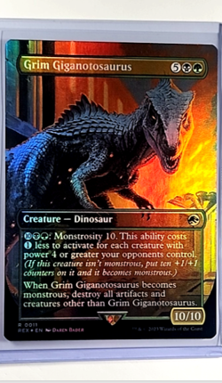 Magic The Gathering Jurassic Park World Borderless Foil #11 Grim Giganotosaurus - Image 1