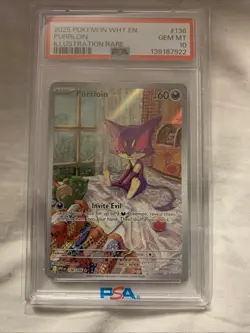 Pokemon TCG Purrloin Card 136/086 Illustration Rare, Sv: White Flare PSA 10 - Image 1