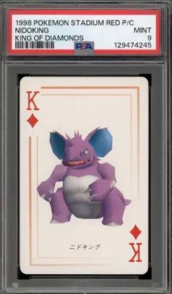 Pokemon Stadium Red Playing Cards Nidoking King of Diamonds PSA 9 Mint - Image 1