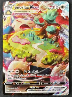 Pokemon TCG Snorlax VMAX Holo Ultra Rare Sword & Shield Base Set 142/202 - Image 1