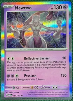 Pokemon Mewtwo 150/165 SV: Scarlet & Violet 151 Rare Holo Psyslash - Image 1