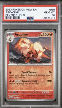 2023 Pokemon Mew En-151 Arcanine #059 Reverse Holo PSA 10 - Image 1