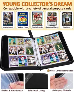 Baseball Card Binder 900 Pockets 9-Pocket Trading Card Holder Album Organizer - Image 3
