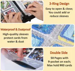 Baseball Card Binder 900 Pockets 9-Pocket Trading Card Holder Album Organizer - Image 5