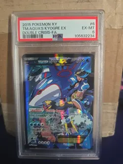 2015 POKEMON XY DOUBLE CRISIS #6 FULL ART/TEAM AQUA'S KYOGRE EX PSA 6 - Image 1