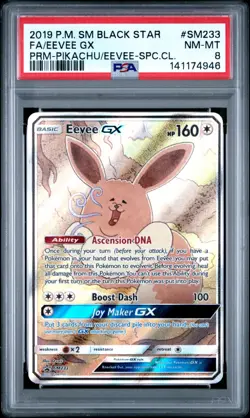 2019 EEVEE GX SM233 PIKACHU-GX & EEVEE-GX SPECIAL COLLECTION POKEMON PSA 8 - Image 1