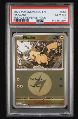 PSA 10 Pokemon TCG Ascended Heroes Pikachu 055/217 Energy Reverse Holo GEM MINT - Image 1