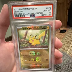 Pokemon 2023 SV2a Pikachu 025/165 Master Ball Reverse Holo PSA 10 Japanese - Image 1