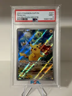 Pokemon TCG: Pikachu 027 Paldea Evolved Black Star Promo PSA 9 - Image 1
