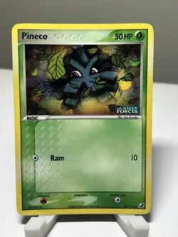 Pokemon Pineco 66/115 Reverse Holo EX Unseen Forces - DMG - Image 1
