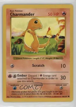 Charmander Shadowless Pokemon Base Set #46 1999 - Image 1