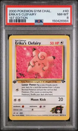 Erika'S Clefairy Pokemon Gym Challenge 1st Edition 40 PSA 8 - Image 1