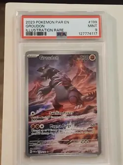 2023 POKEMON GROUDON-PARADOX RIFT ILLUSTRATION RARE #199 PSA 9 - Image 1