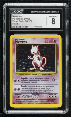 Mewtwo Holo Pokemon Base Set CGC 8 1999 - Image 1