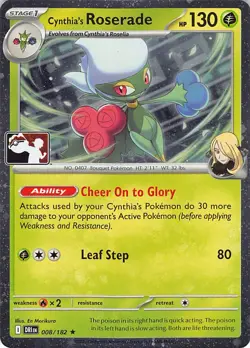 Cynthia's Roserade 008/182 Rare Prize Pack Series Pokemon Holo Near Mint - Image 1