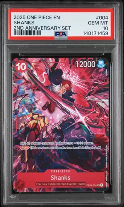 2025 ONE PIECE ENGLISH VERSION 2ND ANV SET #004 SHANKS PSA 10 - Image 1