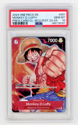 2024 ONE PIECE BANDAI GAMES FEST 23-24 PROMO MONKEY D. LUFFY FOIL PSA 10 - Image 1