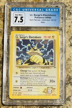 CGC 7.5 Lt. Surge's Electabuzz Holo 6/132 Gym Heroes 2000 Pokemon Card - Image 1