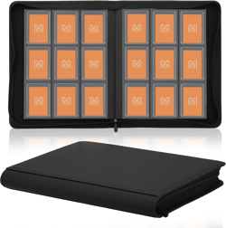 Trading Card Binder 9-Pocket Toploader Album Holds 288 Cards with Zipper Black - Image 1