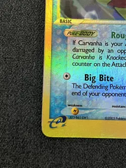 Pokemon TCG Carvanha 51/109 Ruby and Sapphire Reverse Holo MP - Image 3