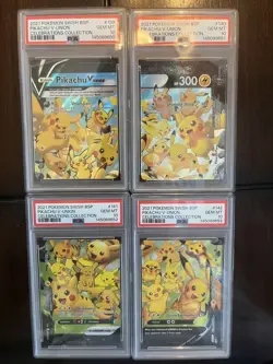 Pokemon SWSH Celebrations Pikachu V Union #139-142 PSA 10 Sequential (F) - Image 1