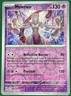 Pokemon Mewtwo 150/165 Sv: Scarlet & Violet 151 Rare Reverse Holo 2023 TCG - Image 1