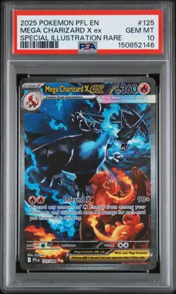 2025 POKEMON PFL EN-PHANTASMAL FLAMES #125 MEGA CHARIZARD X EX PSA 10 - Image 1