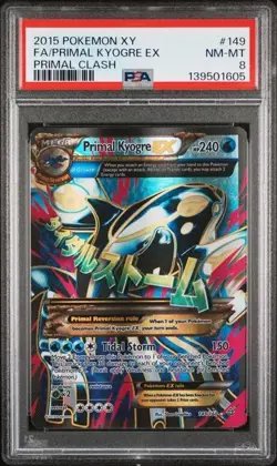 Primal Kyogre EX 149/160 PSA 8 Primal Clash Pokemon Card Rare English - Image 1