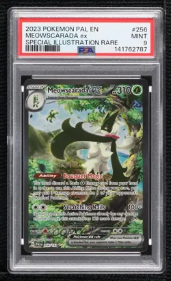Meowscarada ex Special Illustration Rare Pokemon Scarlet & Violet PSA 9 - Image 1